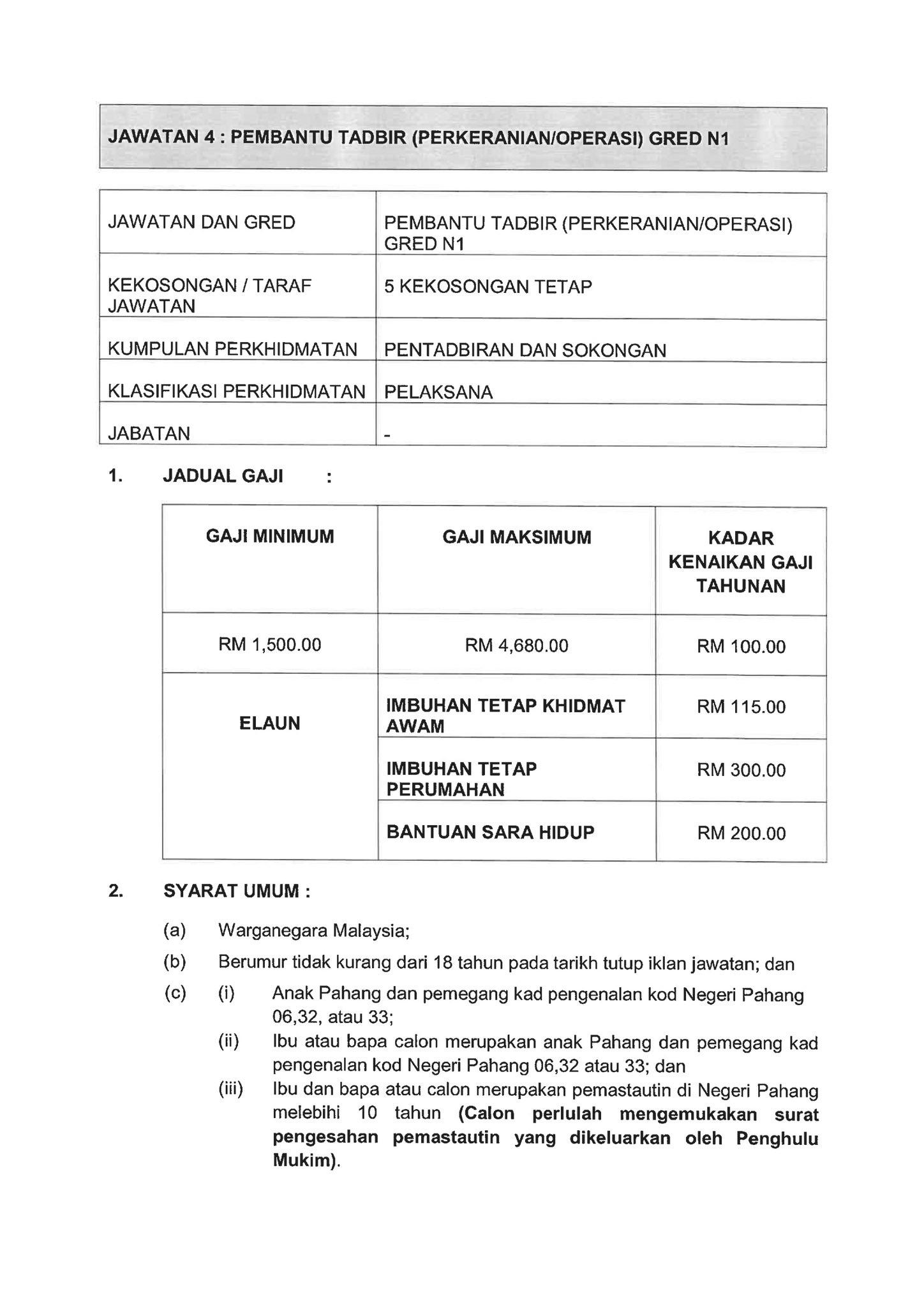 jawatan kosong